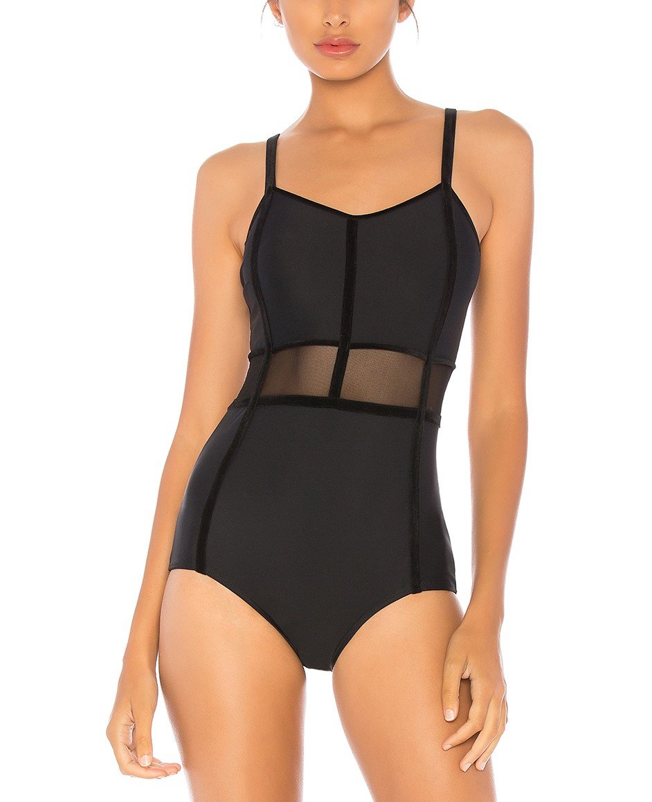 Onzie Flow Leotard 116 Black Velvet Taping - front view