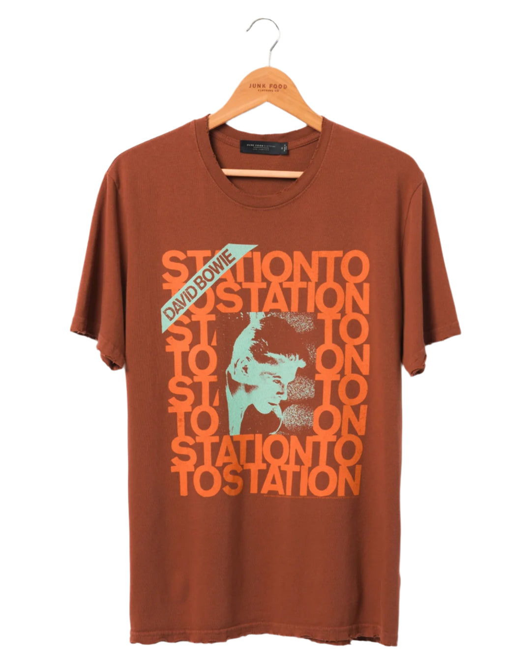 Bowie Station to Station Tee Shirt by Junk Food - Rust - Front View