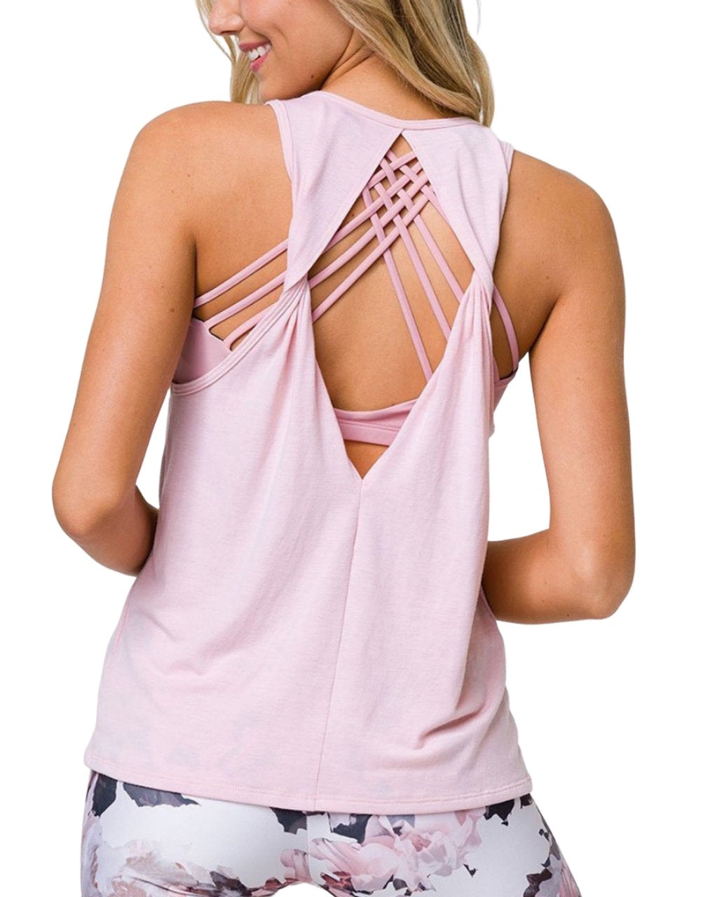 Onzie Yoga Flow Tank 3727 - Petal - rear view