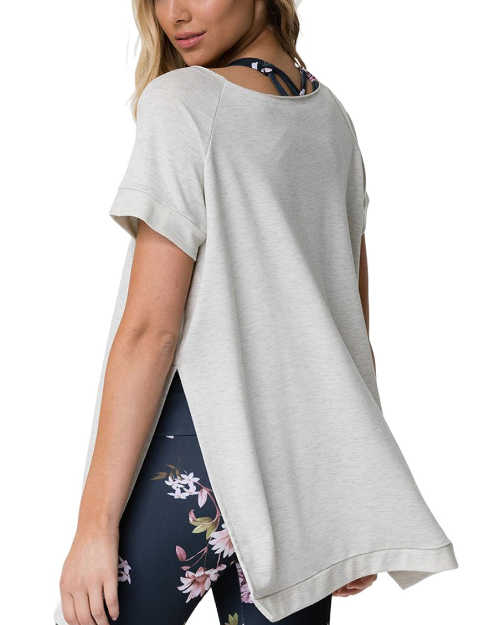 Onzie Flow Yoga Split Sweatshirt 3745 - Oatmeal - rear view