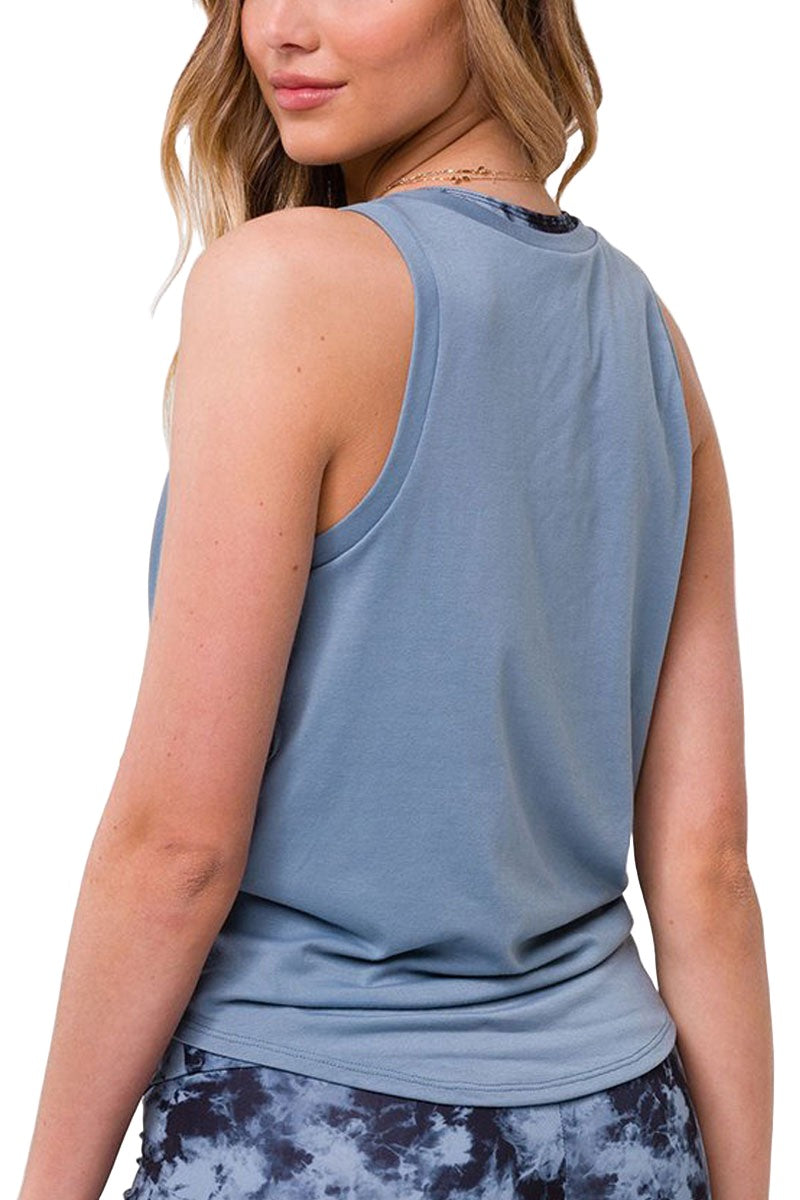 Onzie Flow Knot Tee V Neck 3774 - Moonstone  - rear view