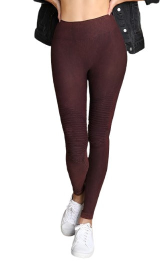 NikiBiki Vintage Moto Long Legging NB7129 - Burgundy - front view