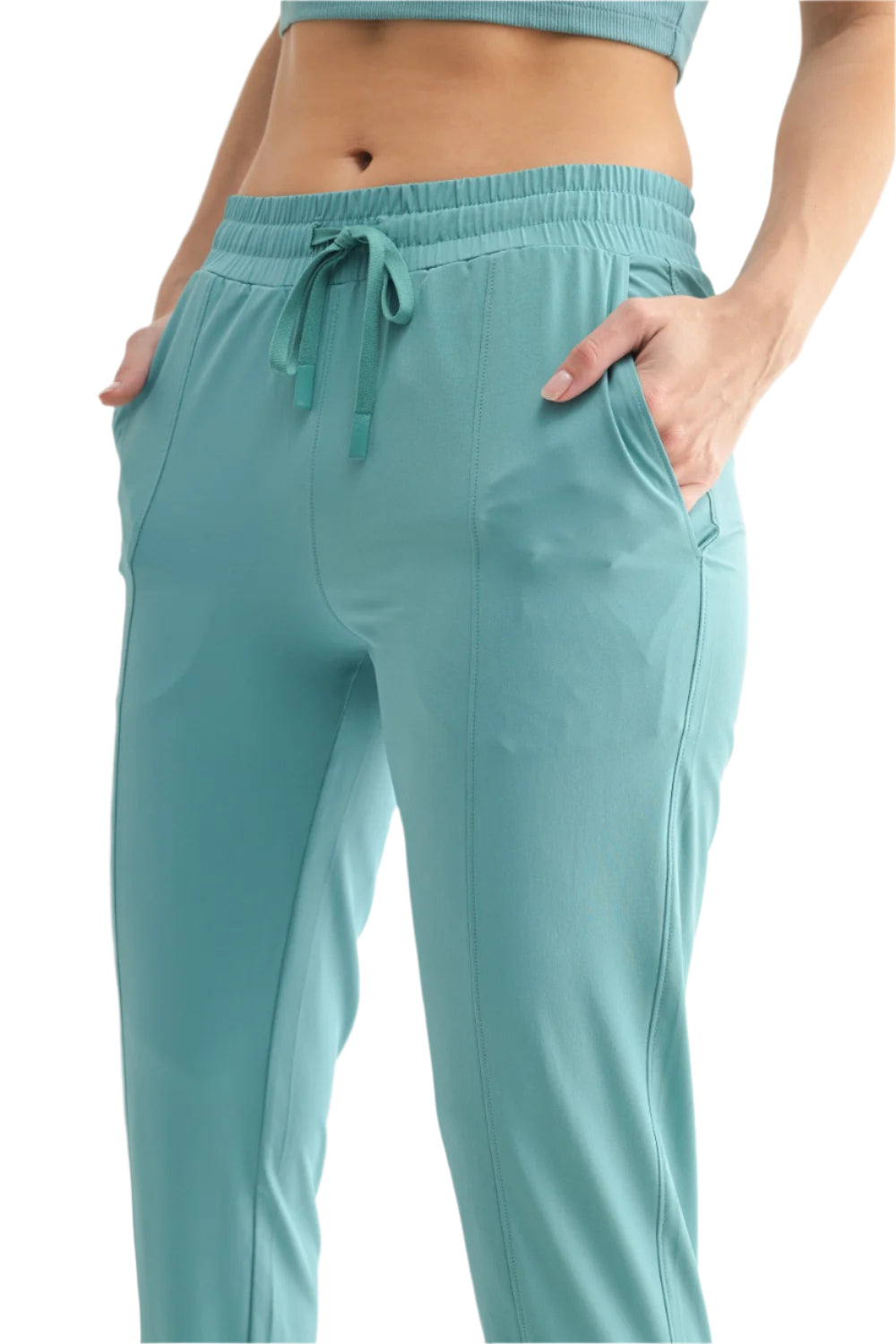 Mono B Essential Athleisure Joggers - Grey Teal - Side View