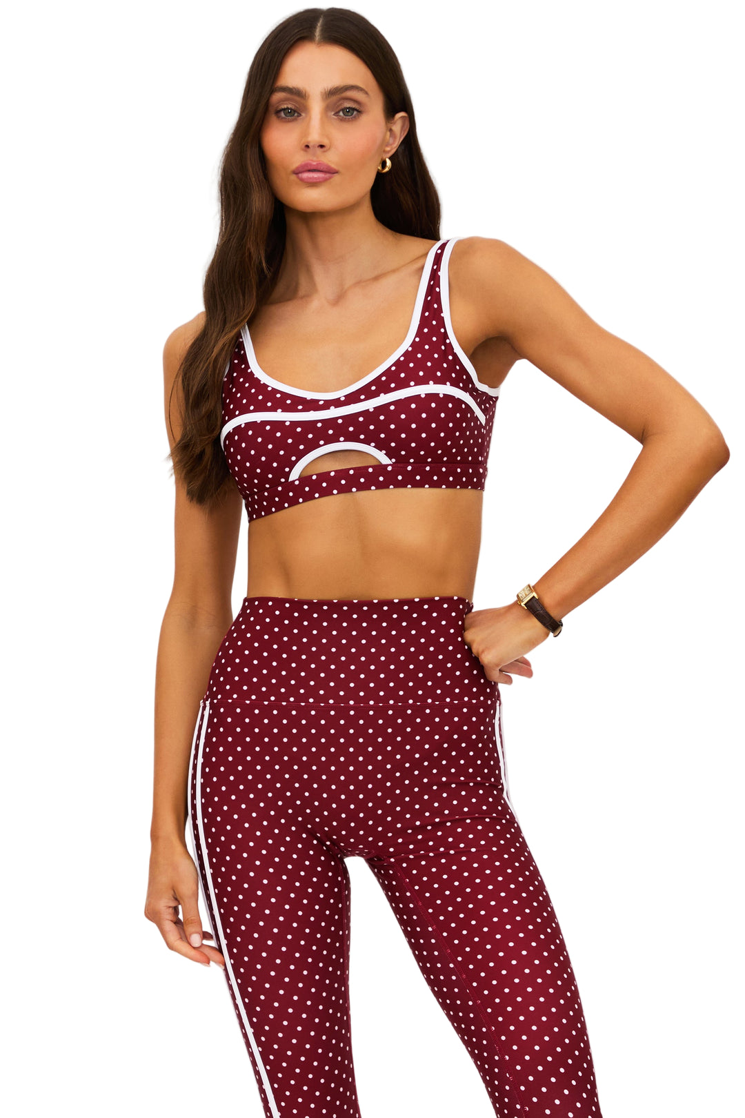 Beach Riot Moxie Top - Crimson Dot - Front View