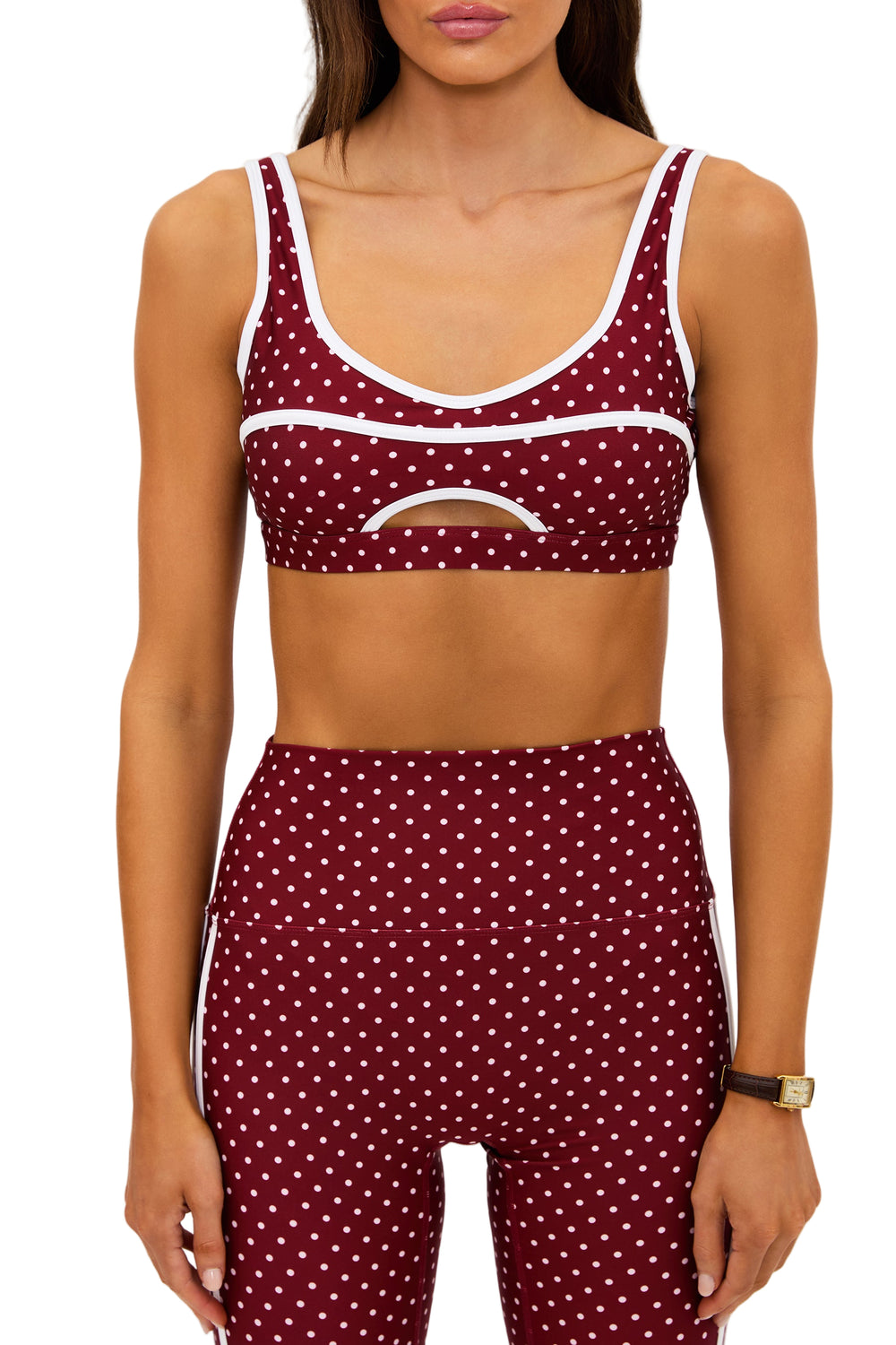 Beach Riot Moxie Top - Crimson Dot - Front View2