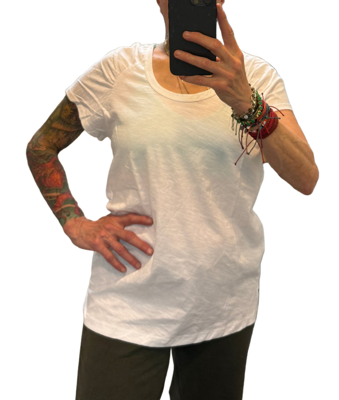 White TLA Puff Sleeve Tee