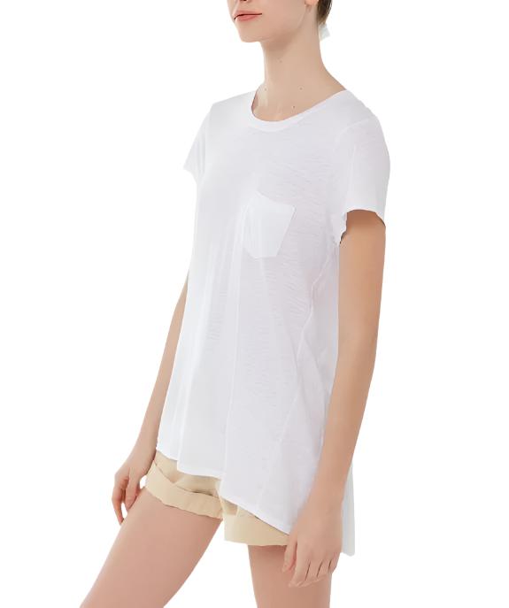 TMD Round-Neck Pocket Tee - White - Side View