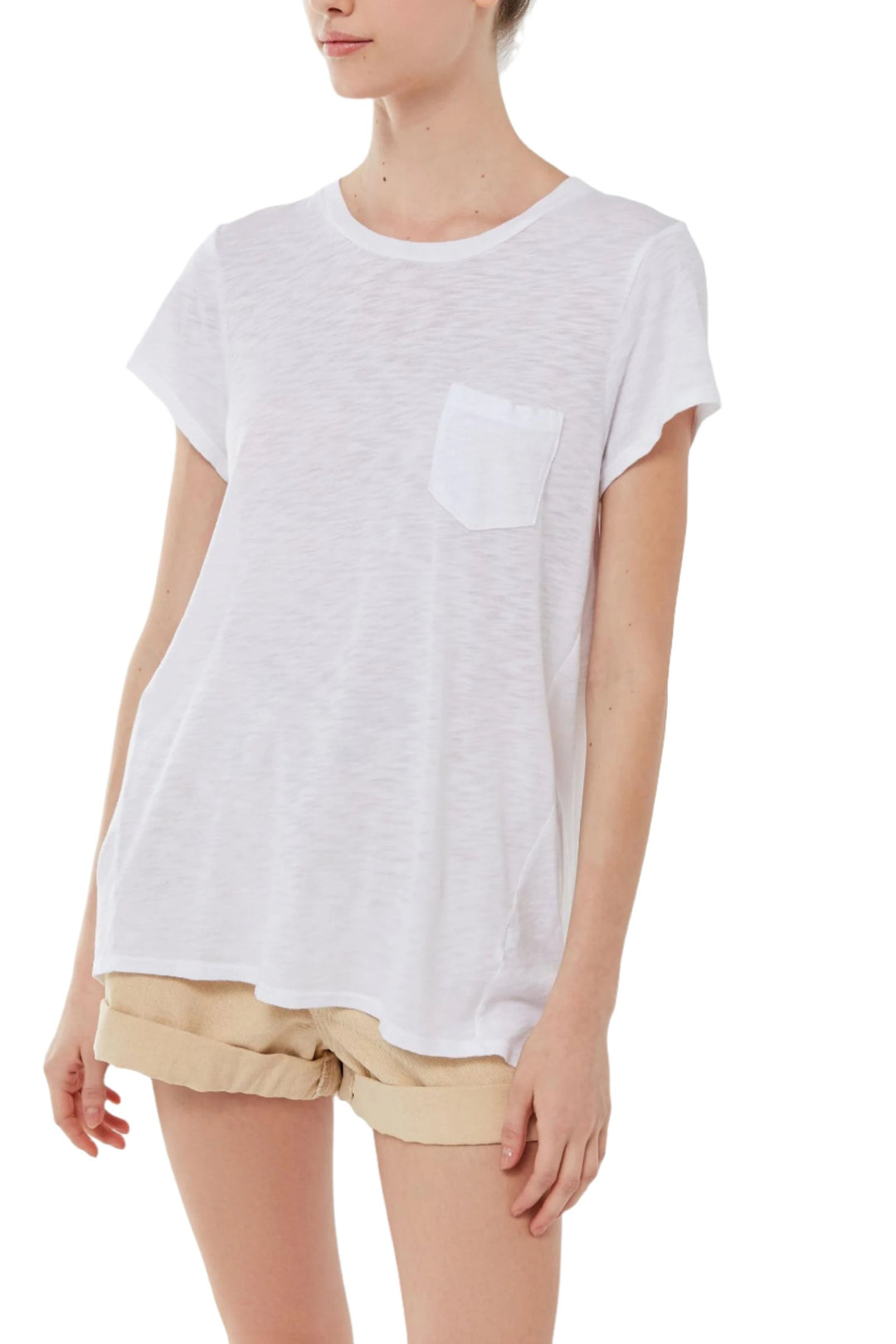 TMD Round-Neck Pocket Tee - White - Front View