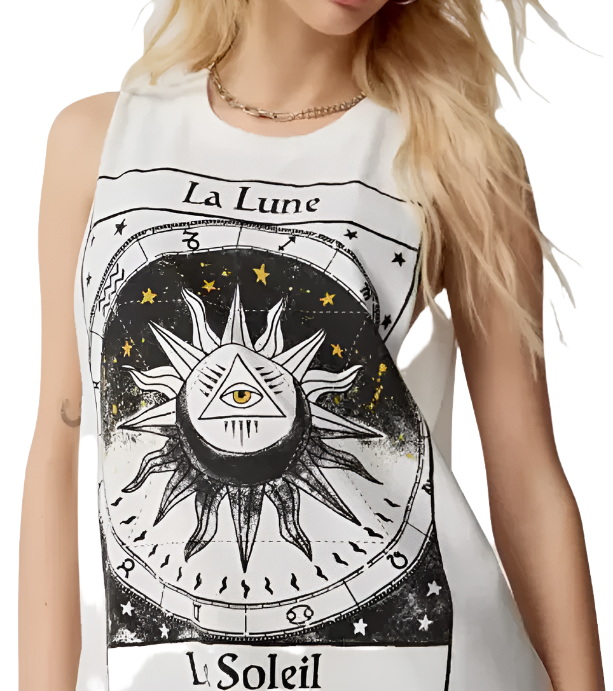 Truly Madly Deeply La Lune Tank Top -  White - Front Rear View